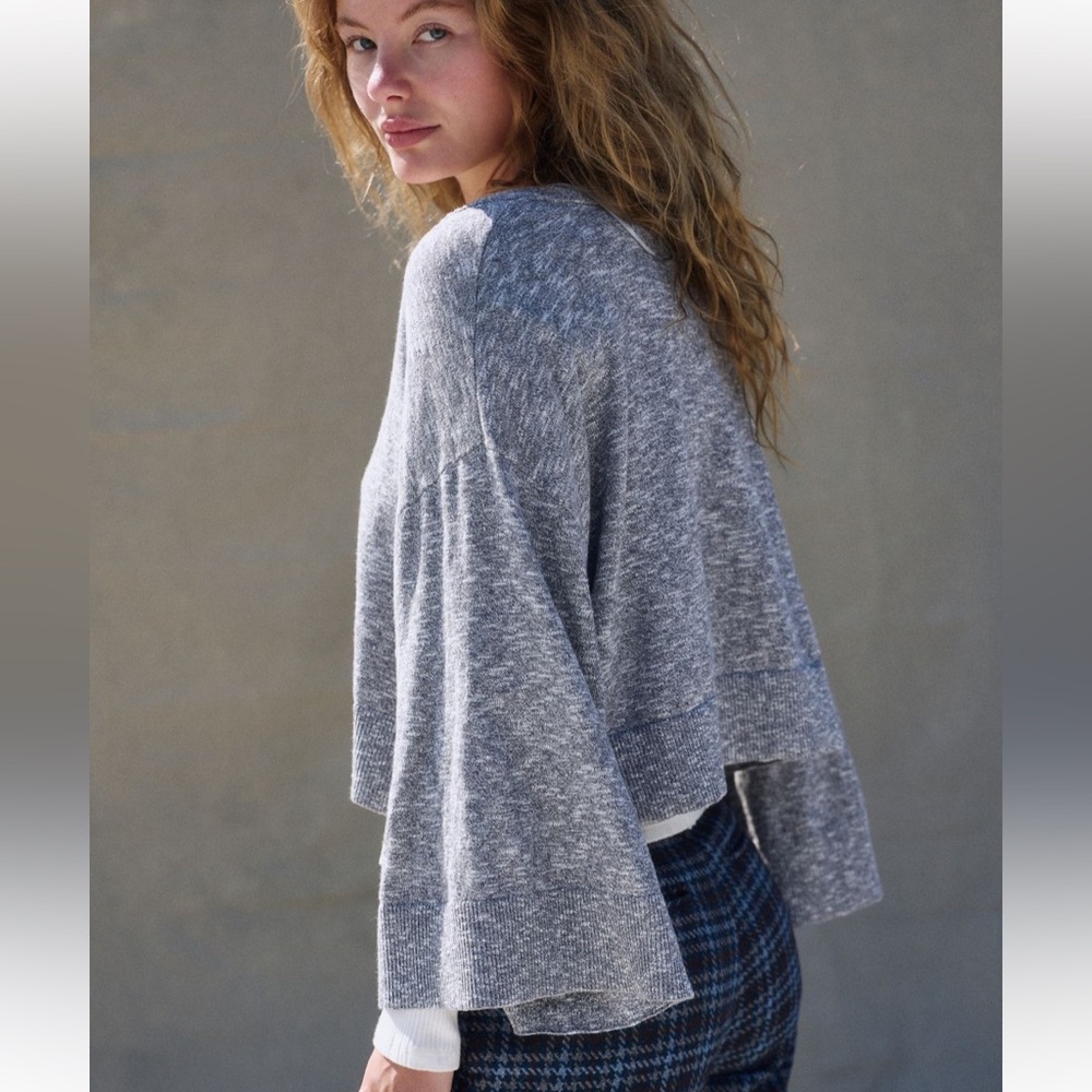 Free People Beach Dionne Sweater Top steel grey combo - Picture 2 of 5